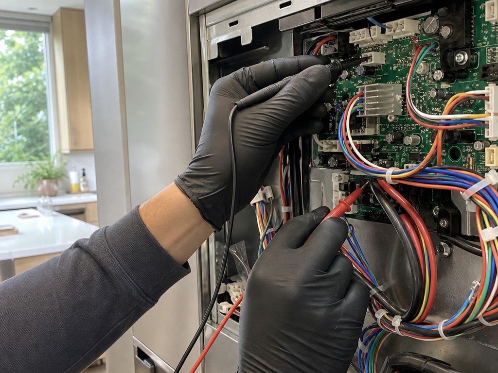 Sub-Zero control board and wiring exposed for diagnosis in Redwood City