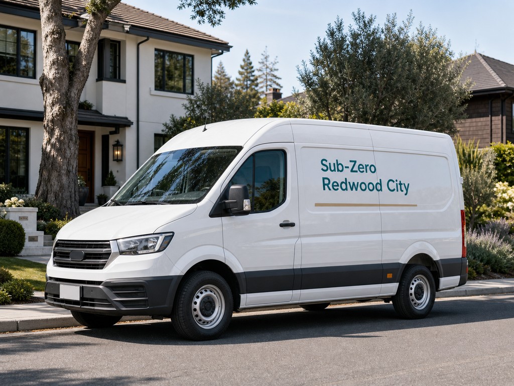 Sub-Zero Redwood City service van on a Peninsula residential street